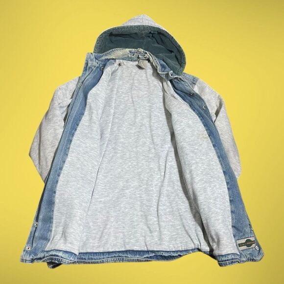 Vintage Denim Corduroy Jeans Jacket Outbrook Women Sz M Hooded Button/Zip - Picture 2 of 7